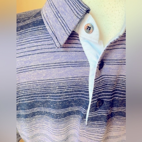 Canali Polo shirt in Blue and Lavender stripes - EUC - Picture 3 of 5